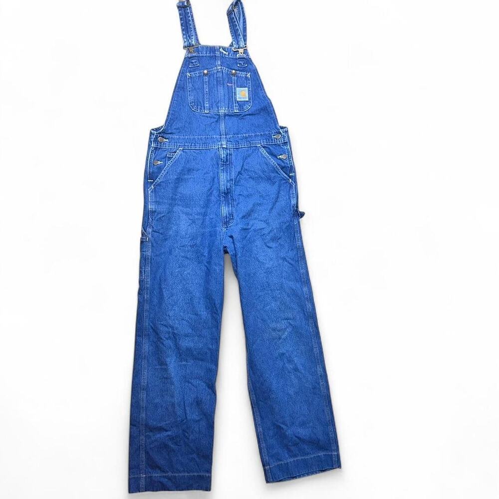 Carhartt R07-DST Vintage Workwear Denim Bib Overalls Dungarees Pants 35"